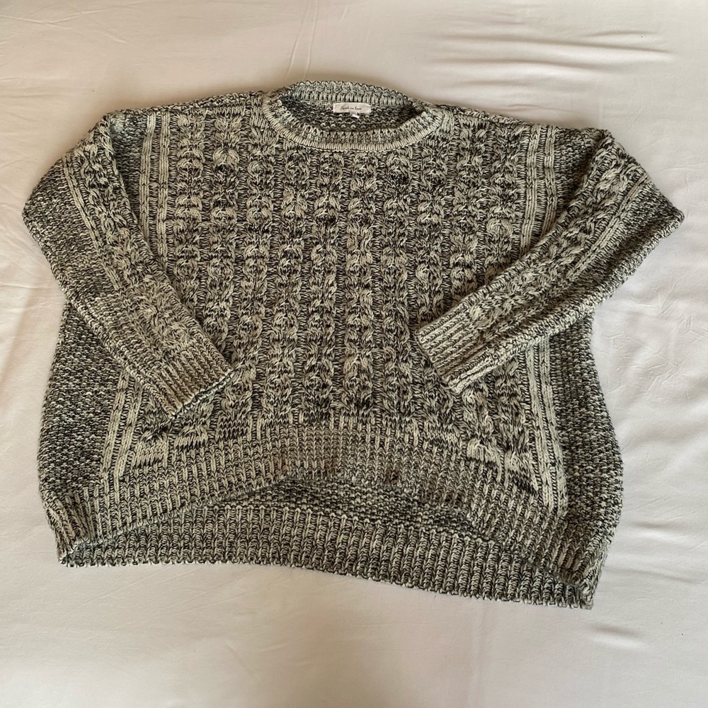 Faith In Love Oversized B&W Cable-knit Sweater